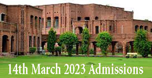 Latest Universities admissions in Pakistan 14<sup>th</sup> March 2023